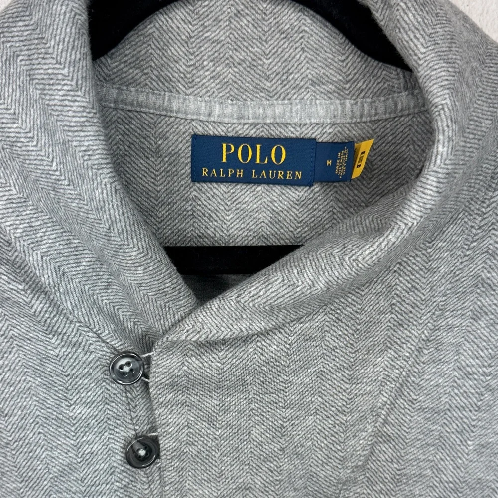 Polo by Ralph Lauren Jersey Shawl-Collar Pullover‎ Sweater in Gray - Med